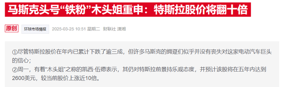 股票在线配资交易所 特斯拉暴跌后“木头姐”仍力挺：至少马斯克淡出白宫事务了